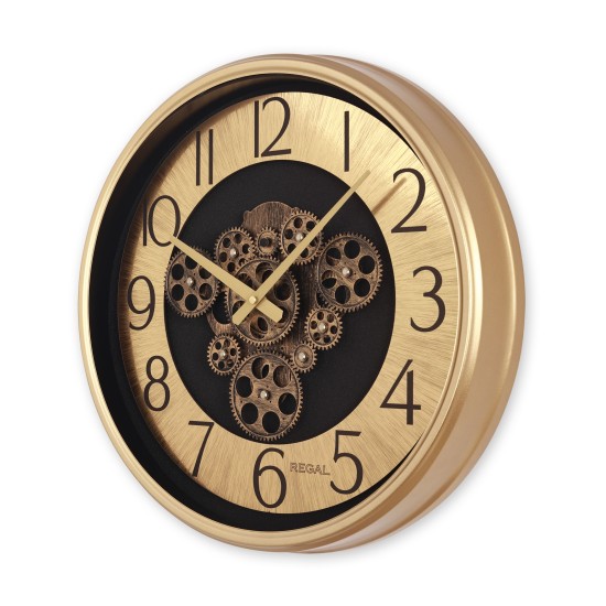 Dekoratif Çarklı Halka Kadran Duvar Saati | Gold