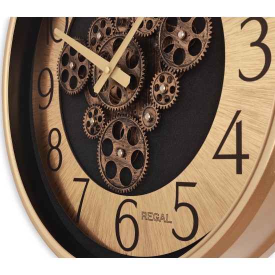 Dekoratif Çarklı Halka Kadran Duvar Saati | Gold