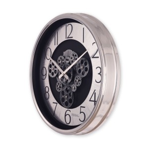 Dekoratif Çarklı Halka Kadran Duvar Saati | Gümüş