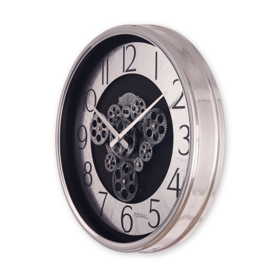Dekoratif Çarklı Halka Kadran Duvar Saati | Gümüş