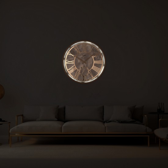 Led Işıklı Modern Metal Büyük Boy Duvar Saati | Gold Led Işıklı Modern Metal Büyük Boy Duvar Saati | Gold
