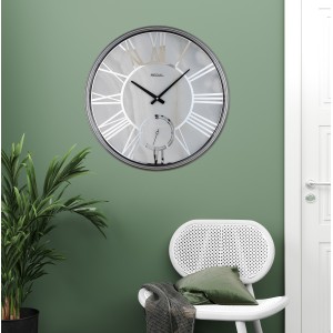 Led Işıklı Modern Metal Büyük Boy Duvar Saati | Gümüş