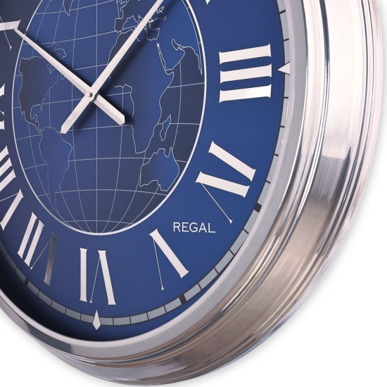 Regal Dünya Haritalı Dekoratif Büyük Boy Duvar Saati