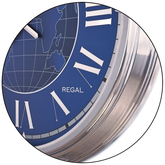 Regal Dünya Haritalı Dekoratif Büyük Boy Duvar Saati