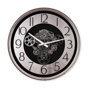 Dekoratif Çarklı Halka Kadran Duvar Saati | Gümüş